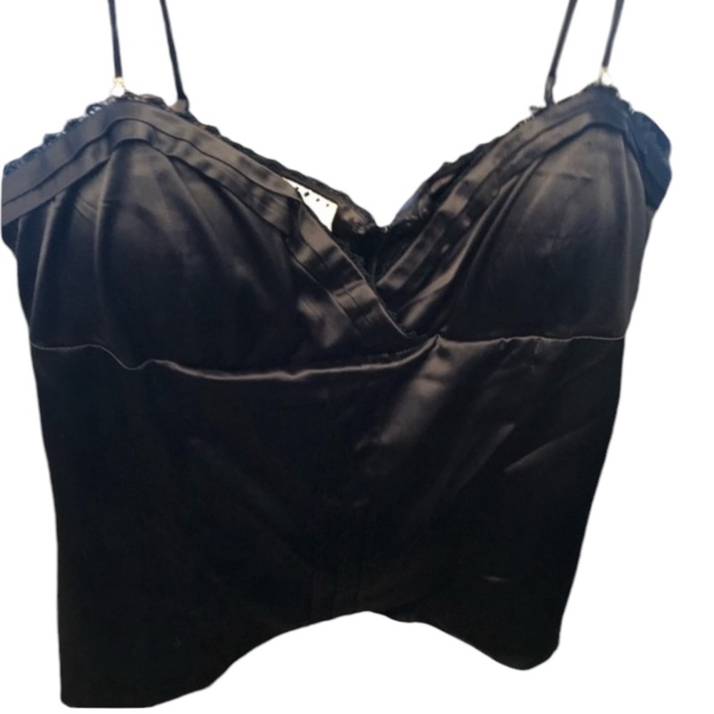 ICE size 16 black stretch satin camisole ,adjustable rhinestone detail